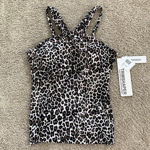 TRIMSHAPER LEOPARD PRINT TANKINI